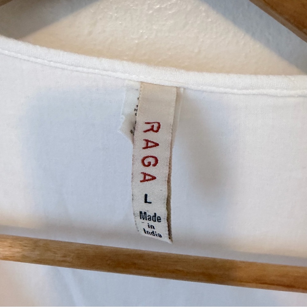 RAGA Embroidered Boho Tunic Top White Size Large - Picture 4 of 6